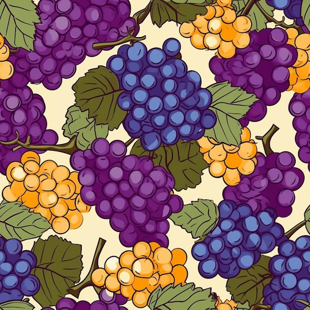 Photo a close up of a bunch of grapes with leaves on a white background generative ai