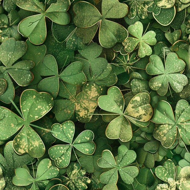 a close up of a bunch of green clovers with white spots generative ai