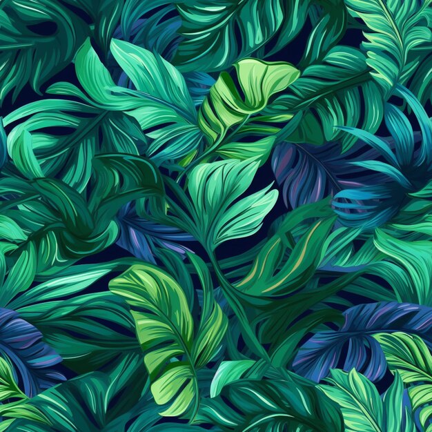 A close up of a bunch of green leaves on a blue background generative ai