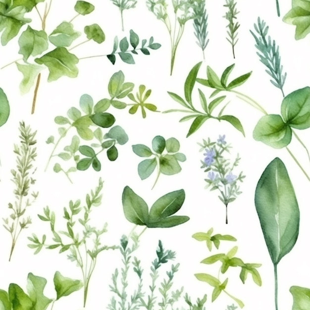 a close up of a bunch of green plants on a white background generative ai