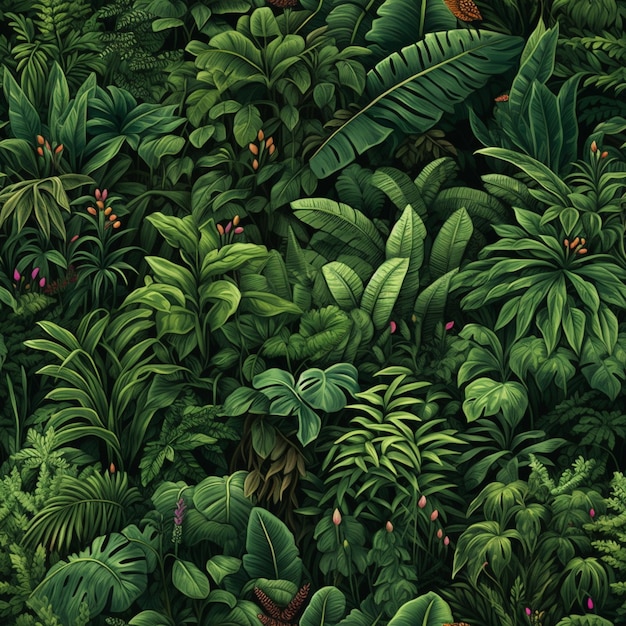A close up of a bunch of green plants with leaves generative ai