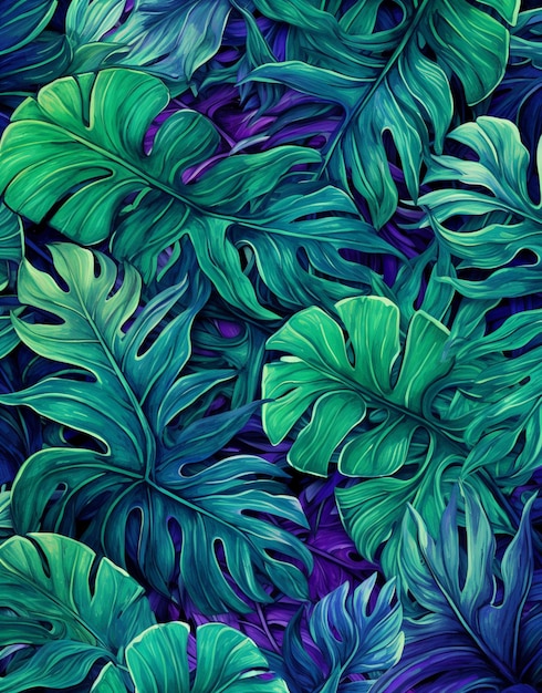 A close up of a bunch of green and purple leaves generative ai
