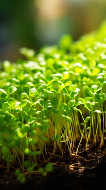 a close up of a bunch of green sprouts