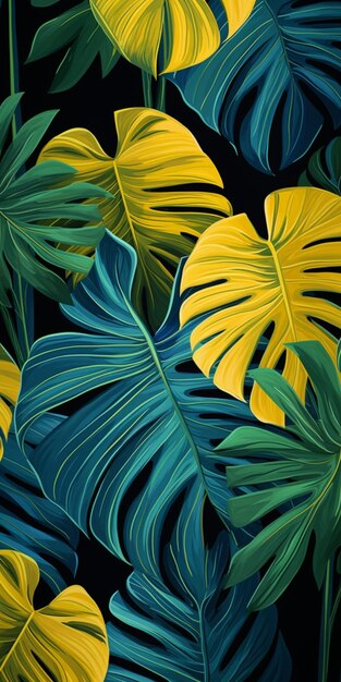 A close up of a bunch of green and yellow leaves generative ai