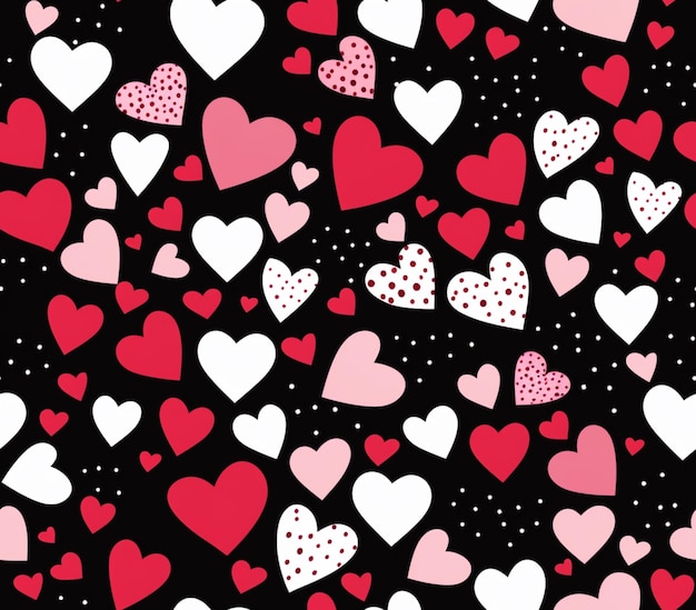A close up of a bunch of hearts on a black background generative ai