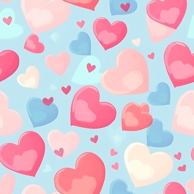 a close up of a bunch of hearts on a blue background generative ai