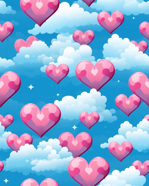 A close up of a bunch of hearts in the sky generative ai