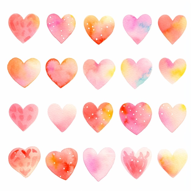 Photo a close up of a bunch of hearts with different colors generative ai
