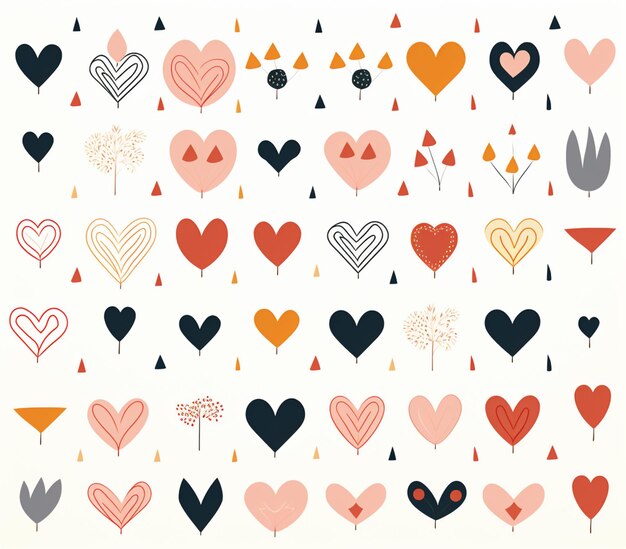 Photo a close up of a bunch of hearts with different shapes generative ai