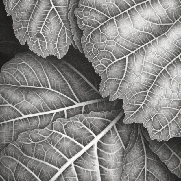 검은색 배경 생성 인공 지능을 가진 잎이 많은 식물 다발의 클로즈업