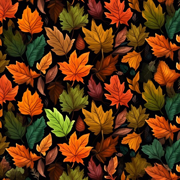 a close up of a bunch of leaves on a black background generative ai