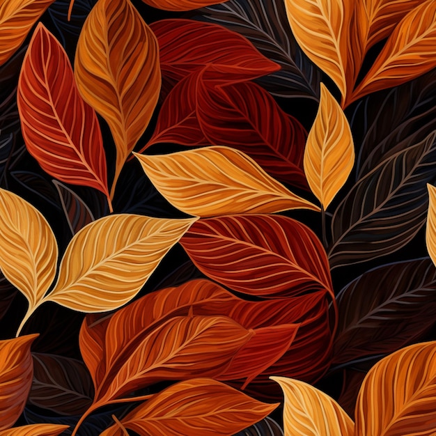 a close up of a bunch of leaves on a black background generative ai