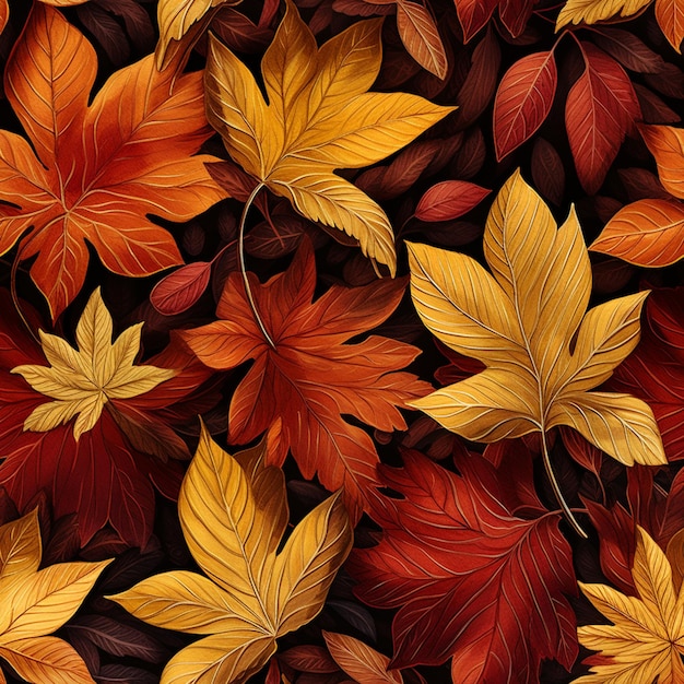 A close up of a bunch of leaves on a ground generative ai