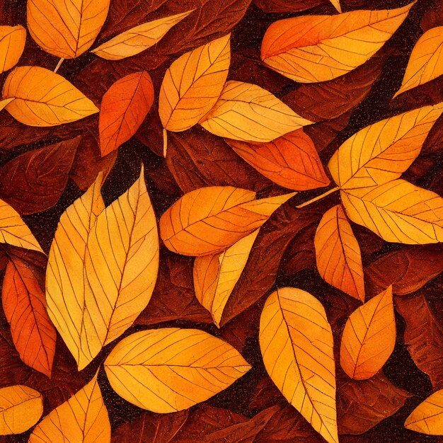 A close up of a bunch of leaves on a ground generative ai