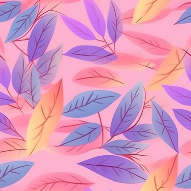 a close up of a bunch of leaves on a pink background generative ai