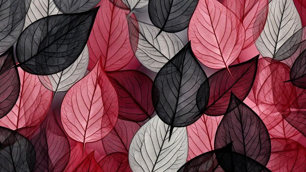 A close up of a bunch of leaves on a red background generative ai