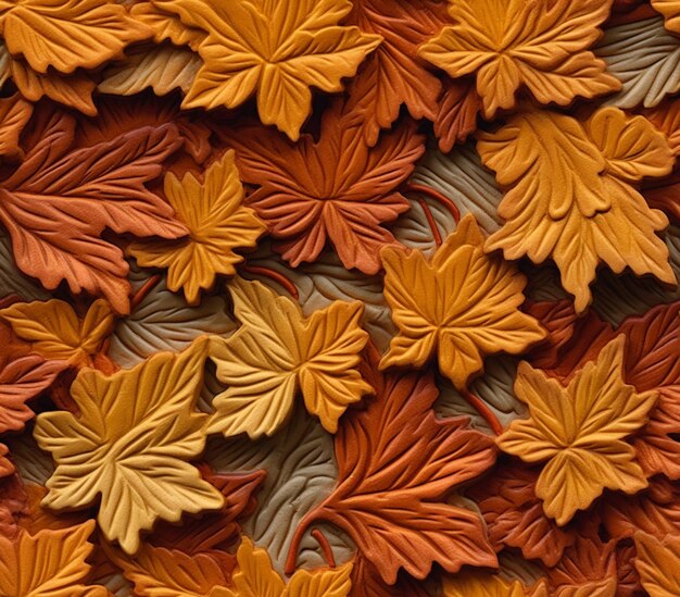 a close up of a bunch of leaves on a wall generative ai
