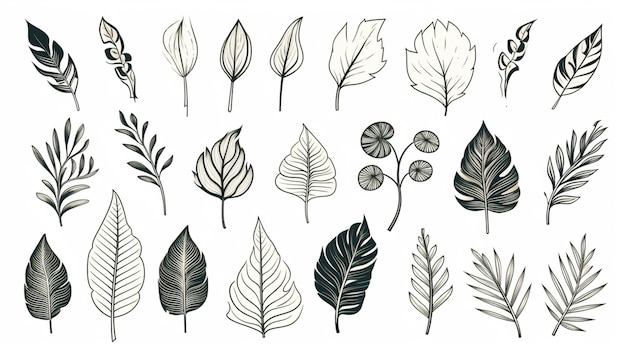 Photo a close up of a bunch of leaves on a white background generative ai