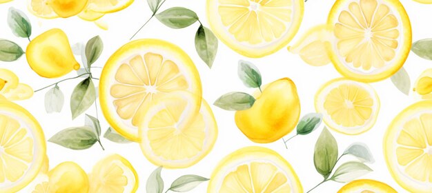 A close up of a bunch of lemons with leaves on a white background generative ai