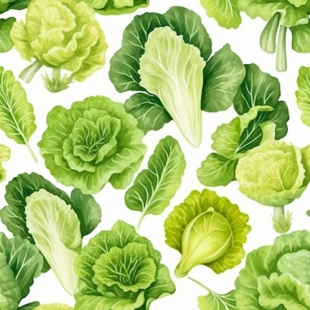 A close up of a bunch of lettuce on a white background generative ai