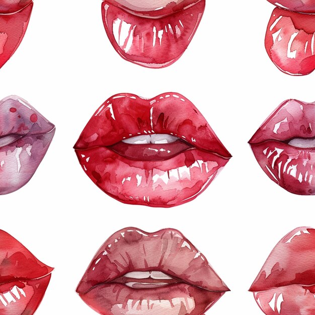 Photo a close up of a bunch of lips painted in different colors generative ai