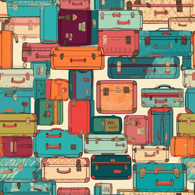 a close up of a bunch of luggage sitting on top of a floor generative ai