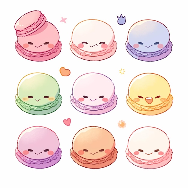 a close up of a bunch of macarons with different faces generative ai