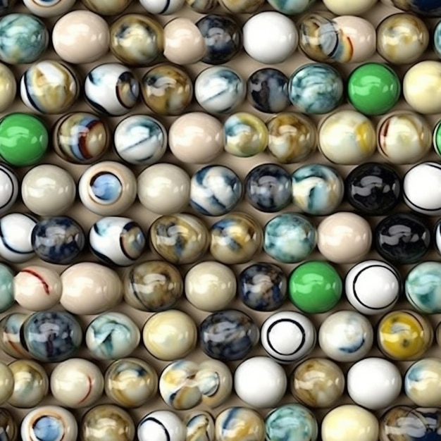 a close up of a bunch of marbles with different colors generative ai