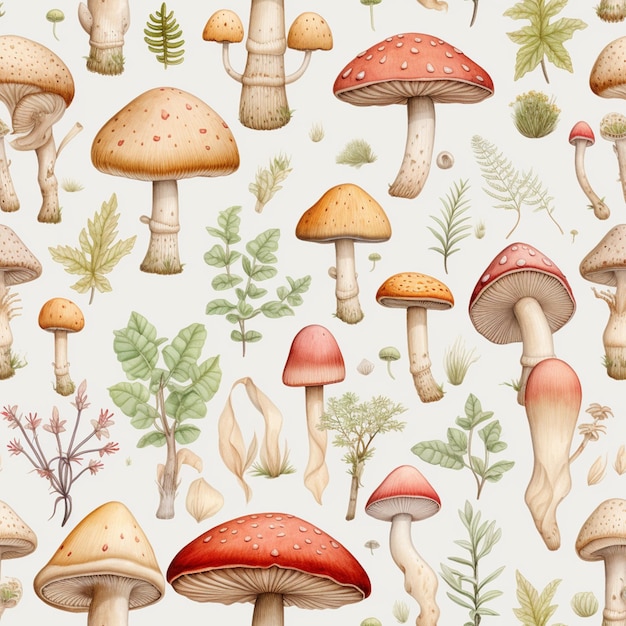 A close up of a bunch of mushrooms on a white surface generative ai