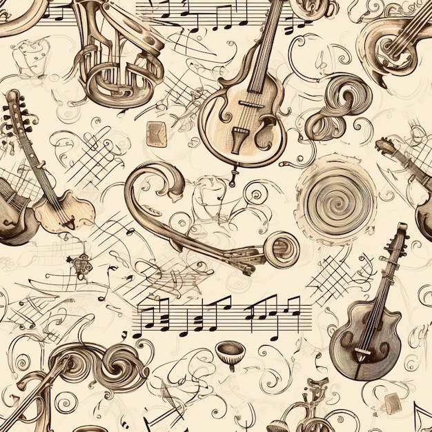 a close up of a bunch of musical instruments on a sheet generative ai