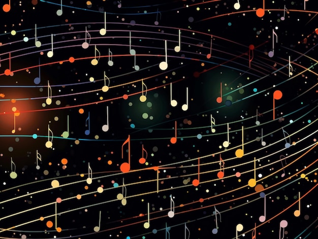A close up of a bunch of musical notes on a black background generative ai