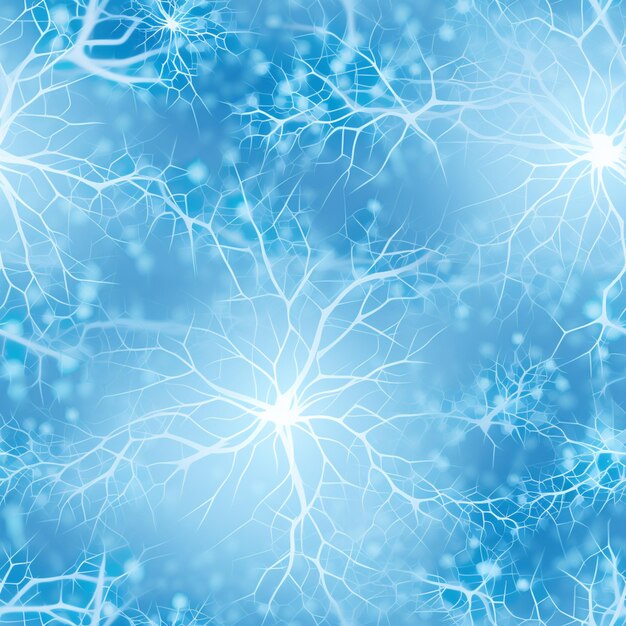 Photo a close up of a bunch of neurons in a blue background ai generative