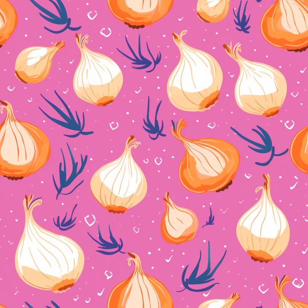 Photo a close up of a bunch of onions on a pink background generative ai