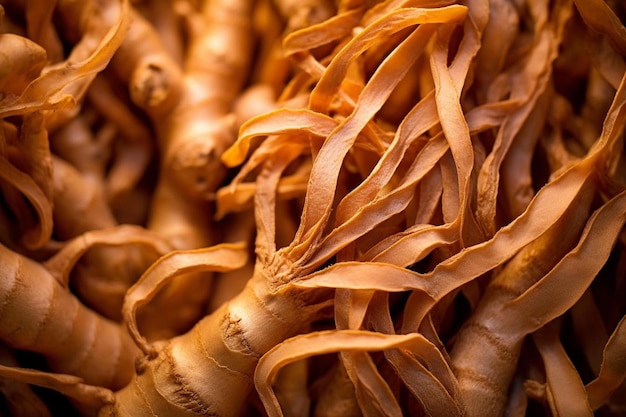 Photo a close up of a bunch of orange mushrooms.