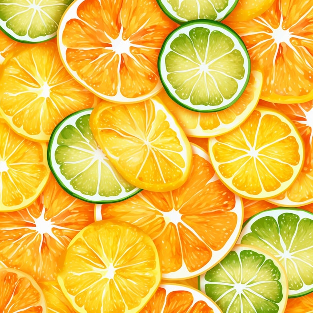 a close up of a bunch of oranges and lime slices generative ai