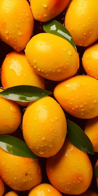 A close up of a bunch of oranges with leaves on them generative ai