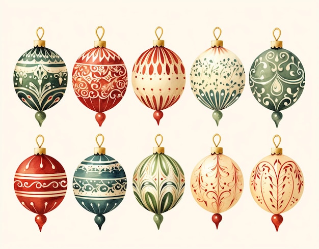 Photo a close up of a bunch of ornaments hanging from a string generative ai