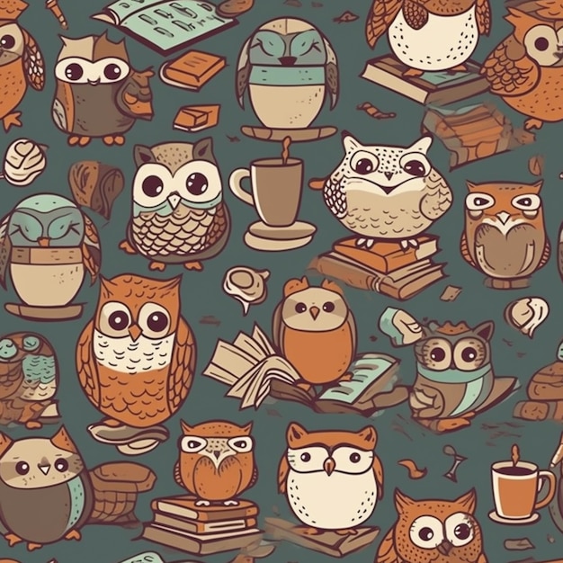 Photo a close up of a bunch of owls on a table generative ai