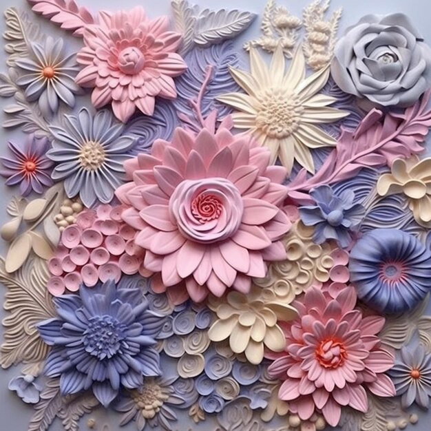 a close up of a bunch of paper flowers on a table generative ai