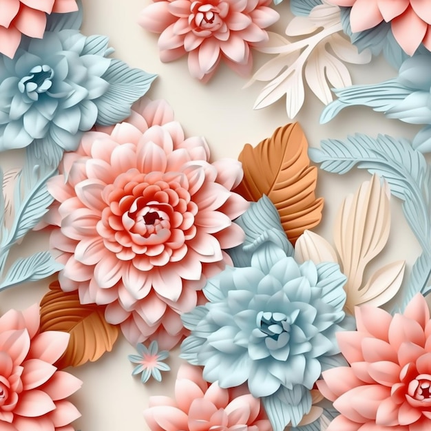 a close up of a bunch of paper flowers on a white surface generative ai
