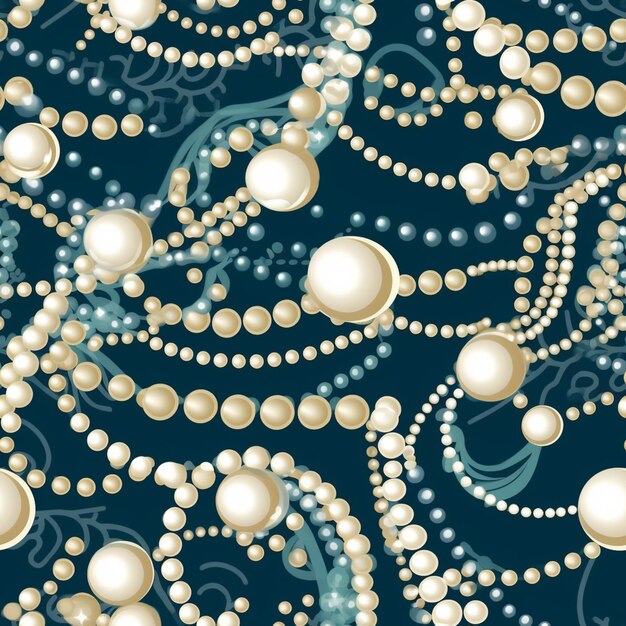 Photo a close up of a bunch of pearls on a blue background generative ai