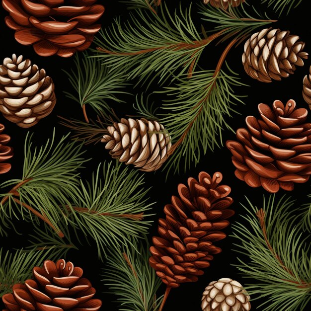 Photo a close up of a bunch of pine cones on a tree generative ai