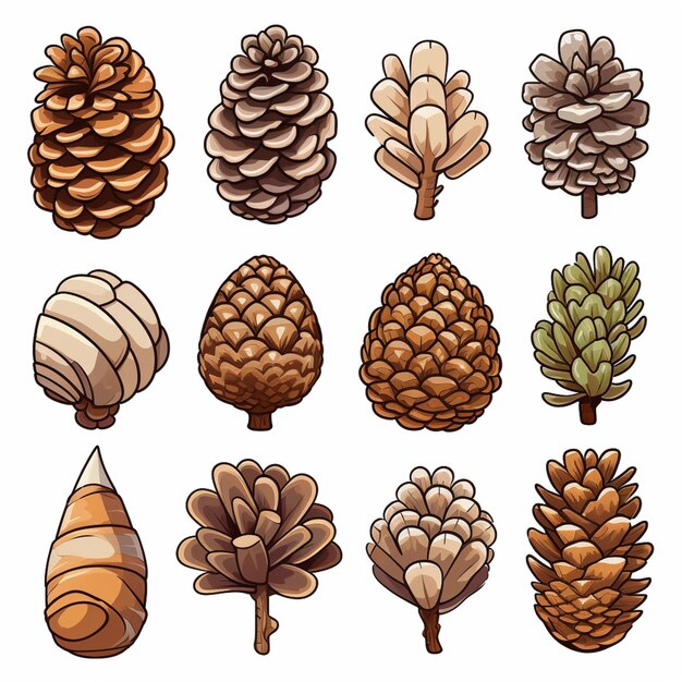 A close up of a bunch of pine cones on a white background generative ai
