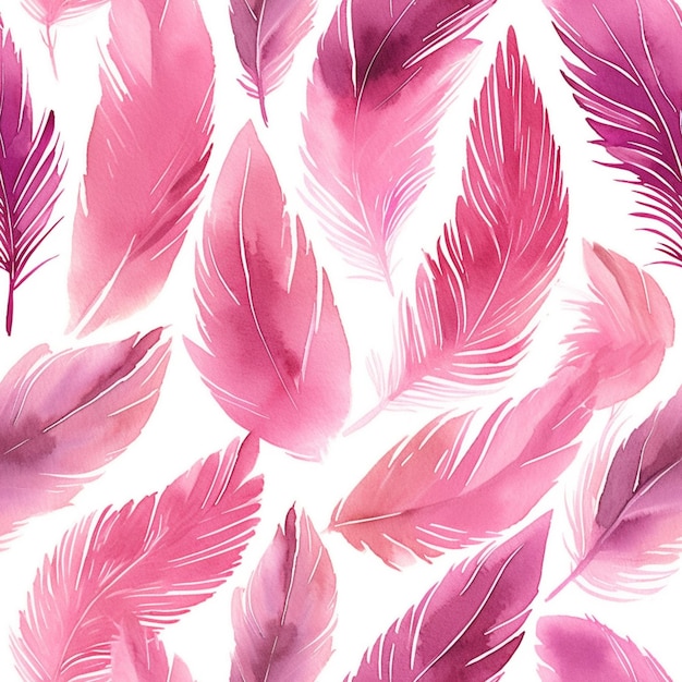 a close up of a bunch of pink feathers on a white background generative ai