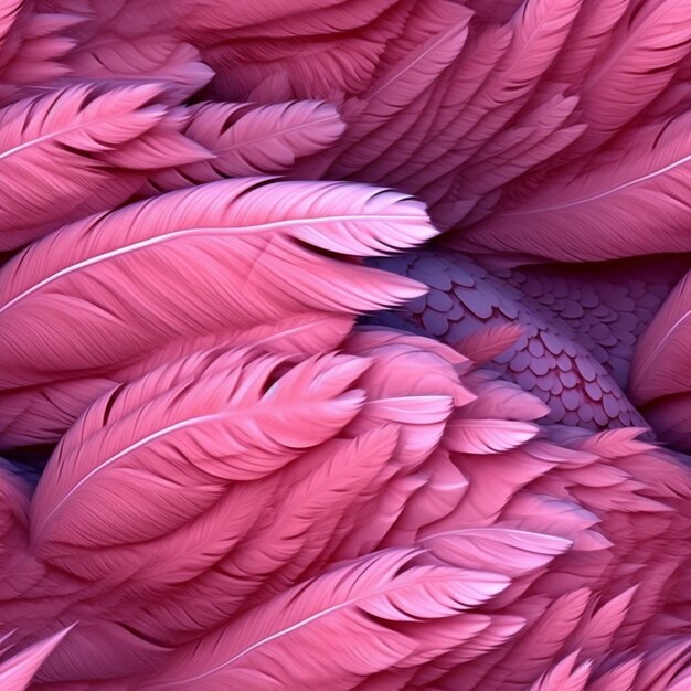 Foto un primo piano di un gruppo di piume rosa con piume bianche generative ai