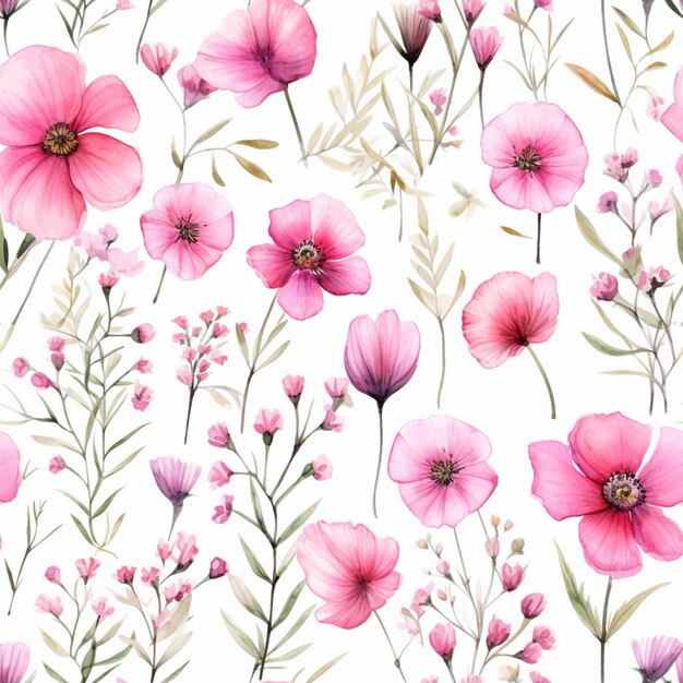 A close up of a bunch of pink flowers on a white background generative ai