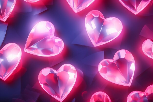 A close up of a bunch of pink hearts on a black background generative ai