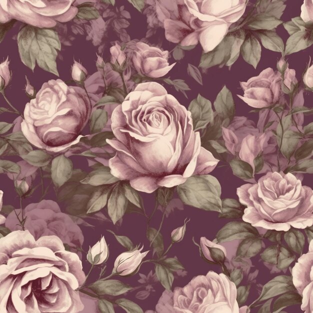 a close up of a bunch of pink roses on a purple background generative ai