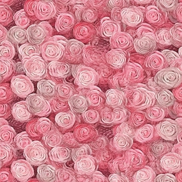 a close up of a bunch of pink roses on a table generative ai