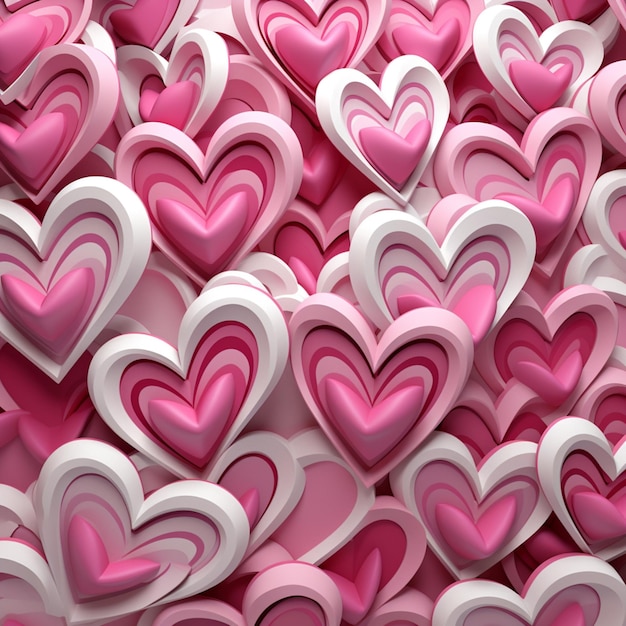 Photo a close up of a bunch of pink and white hearts generative ai